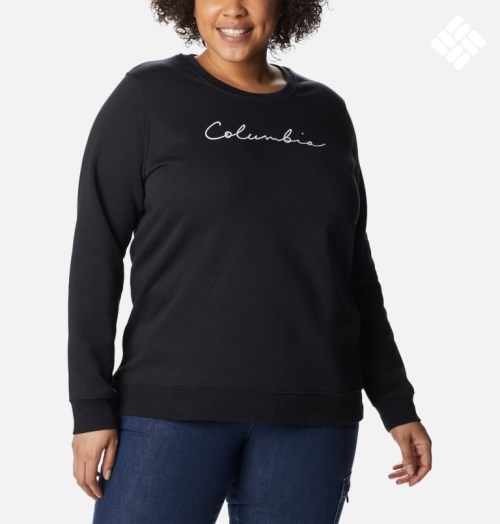 Women's Columbia Trek Graphic Crew Sweatshirts Black | Plus Size CA-U4601